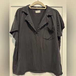 We The Free Charcoal Collared Top